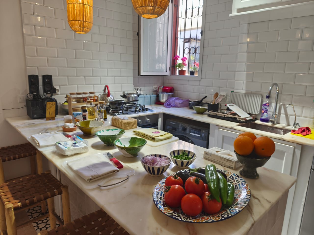 Empowered solo female traveler dining in Marrakech